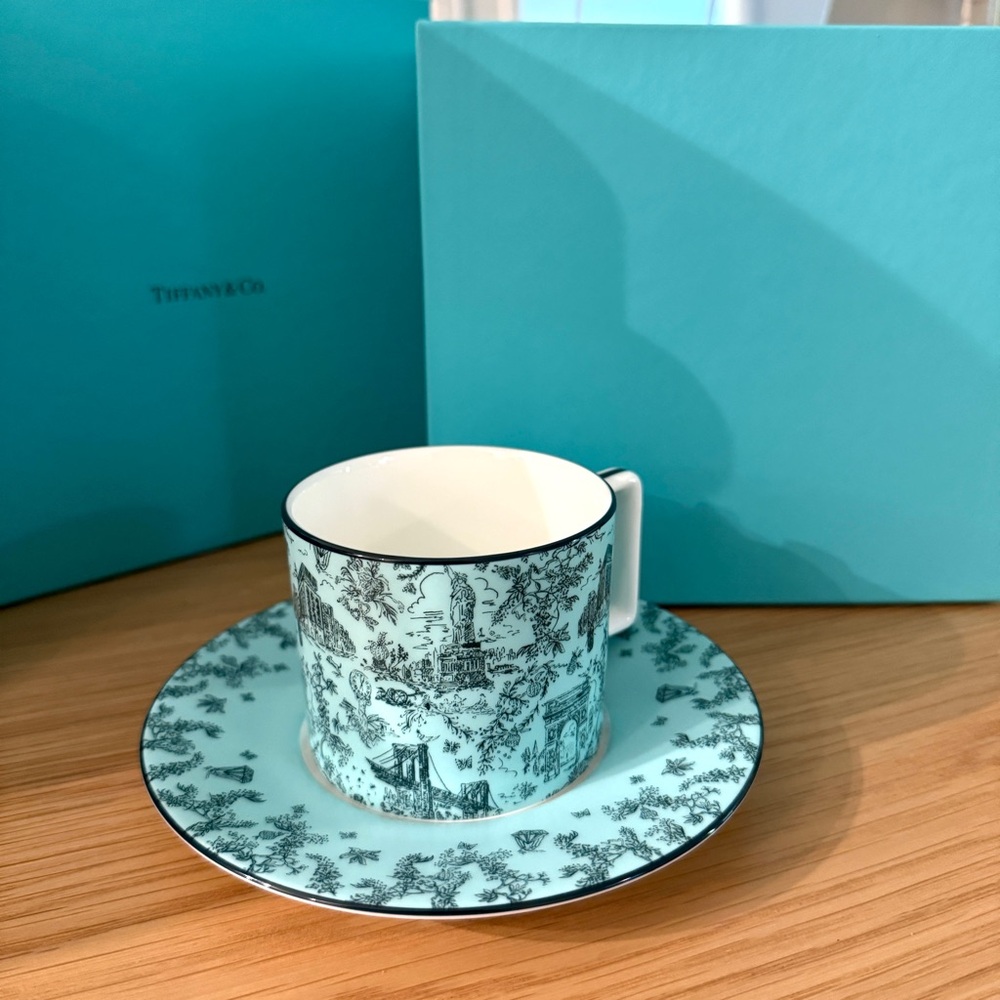 Tiffany & Co. Blue Bone China Cup and Saucer - new in box